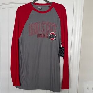 Ohio State Buckeyes Red and Gray Long Sleeve Tee